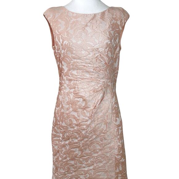Ralph Lauren Y2K Soft Pink Floral Ruched Elegant Timeless Sheath Dress Size 10 - Picture 4 of 10